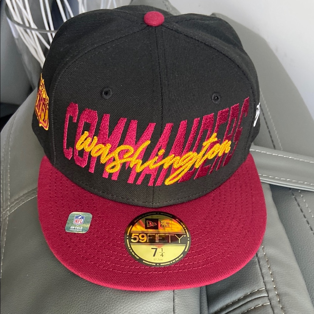 NWT New Era NFL Washington Commanders Black and Burgundy Cap. Never Worn.